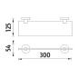 Nimco Unix - Tablette, longueur 300 mm, verre dépoli/acier inoxydable découpé UNM 13091B-30-10