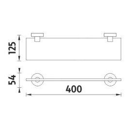 Nimco Unix - Tablette, longueur 400 mm, verre dépoli/acier inoxydable découpé UNM 13091B-40-10
