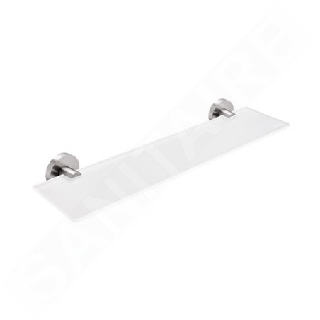 Nimco Unix - Tablette, longueur 500 mm, verre dépoli/acier inoxydable découpé UNM 13091B-50-10