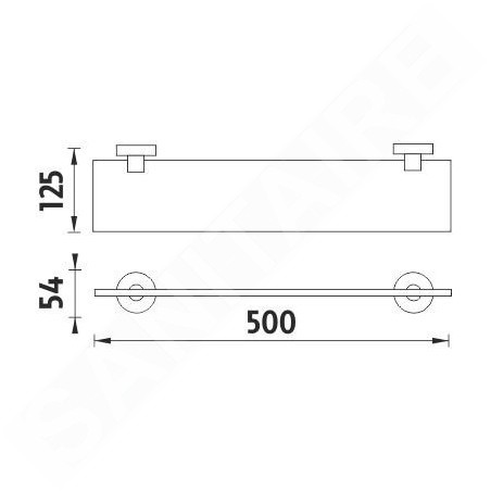 Nimco Unix - Tablette, longueur 500 mm, verre dépoli/acier inoxydable découpé UNM 13091B-50-10