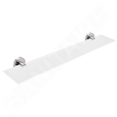 Nimco Unix - Tablette, longueur 600 mm, verre dépoli/acier inoxydable découpé UNM 13091B-60-10