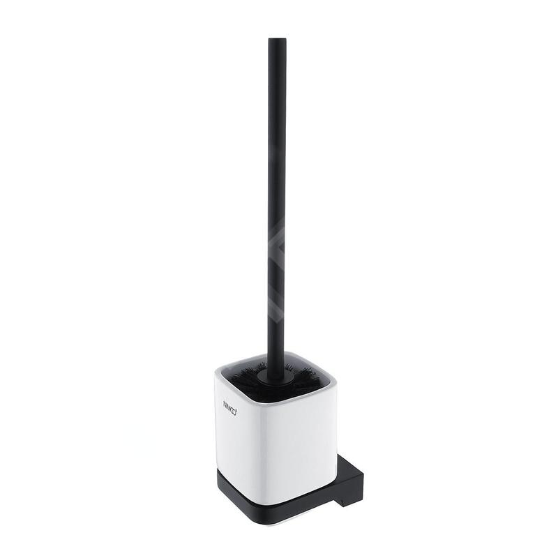 Nimco Maya - Brosse de toilette avec support, céramique blanche/noir mat MAC 29094KN-90