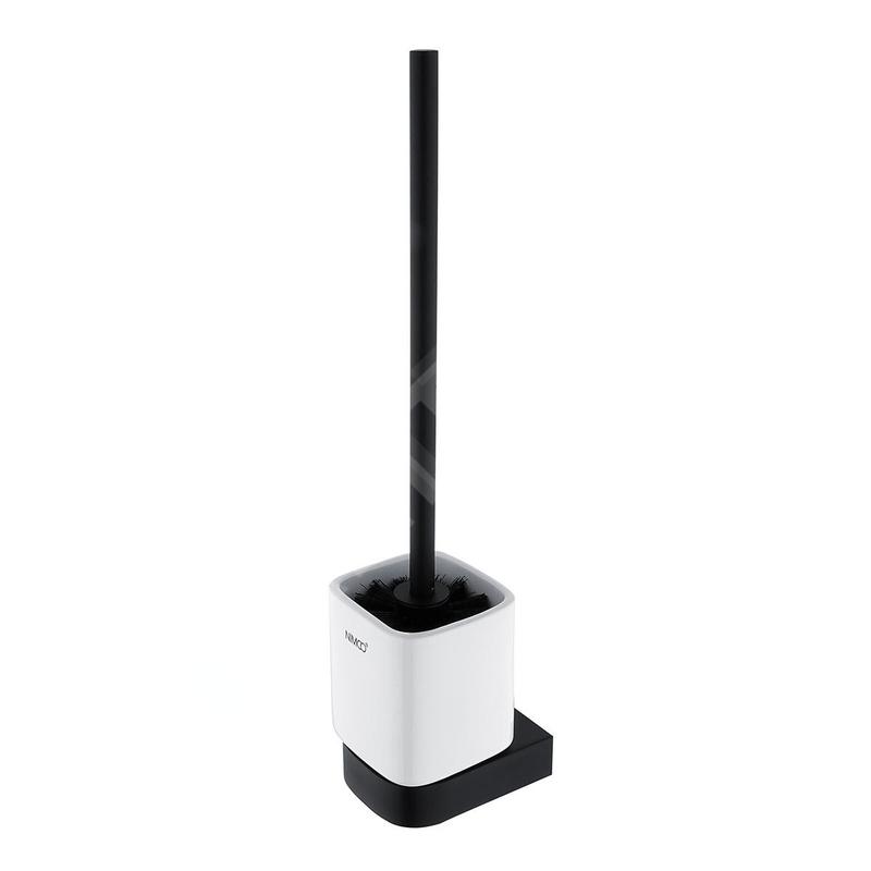 Nimco Nikau - Brosse de WC avec support, blanc céramique / noir mat NKC 30094KN-90