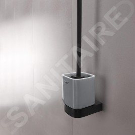 Nimco Nikau - Brosse de WC avec support, blanc céramique / noir mat NKC 30094KN-90
