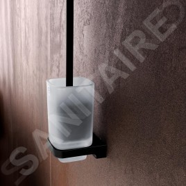 Nimco Maya - Brosse de toilette avec support, verre dépoli/noir mat MAC 29094CN-90
