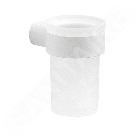 Sapho Gedy Pirenei - Verre pour brosse à dents et dentifrice, avec support, blanc mat/verre satiné PI1002