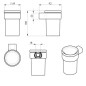 Sapho Gedy Pirenei - Verre pour brosse à dents et dentifrice, avec support, blanc mat/verre satiné PI1002