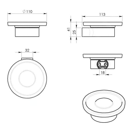 Sapho Gedy Pirenei - Porte-savon avec support, blanc mat/verre satiné PI1102