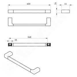 Sapho Gedy Pirenei - Porte-serviettes, longueur 600 mm, blanc mat PI216002