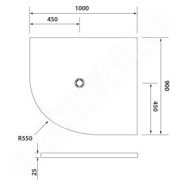 Polysan Flexia - Receveur de douche, 1000x900 mm, possibilité de modifier les dimensions, blanc 91331