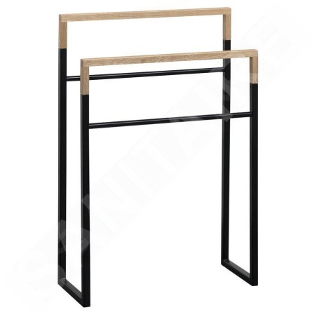 Sapho Ska - Porte-serviettes sur pied, noir mat/chêne SKA308