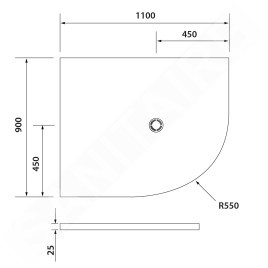 Polysan Flexia - Receveur de douche, 1100x900 mm, possibilité de modifier les dimensions, blanc 91341