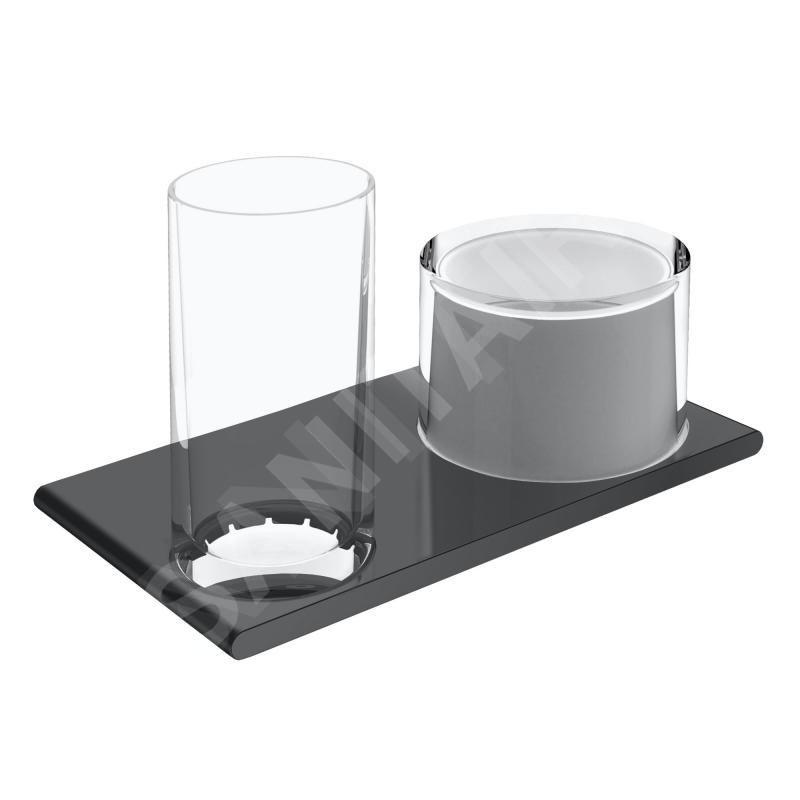 Keuco Edition 400 - Distributeur de savon et verre avec support, verre/chrome noir 11553139000