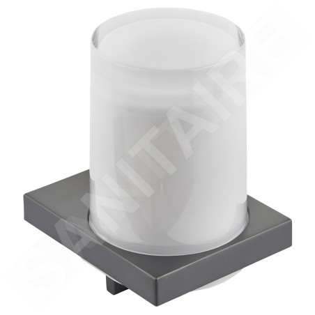 Keuco Edition 11 - Distributeur de savon avec support, 180 ml, verre dépoli/chrome noir 11152139000