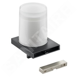 Keuco Edition 11 - Distributeur de savon avec support, 180 ml, verre dépoli/chrome noir 11152139000