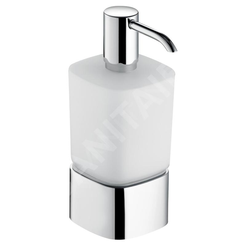 Keuco Elegance - Distributeur de savon avec support, 220 ml, verre dépoli/chrome 11654019001