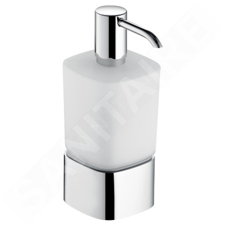 Keuco Elegance - Distributeur de savon avec support, 220 ml, verre dépoli/chrome 11654019001