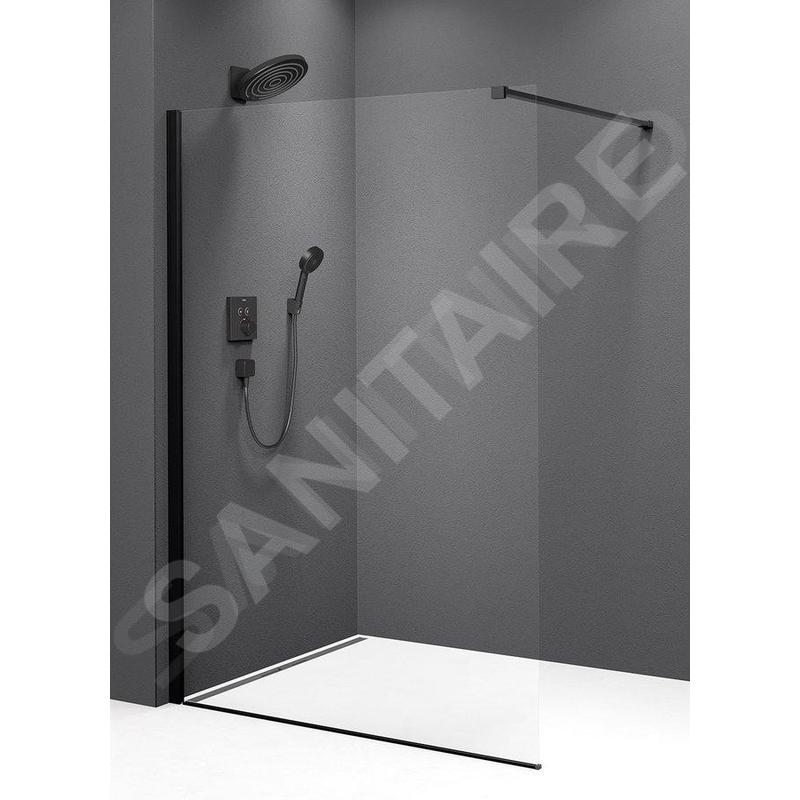 Polysan Modular Shower - Paroi de douche 800 x 2000 mm, verre clair/noir mat MS1-80B