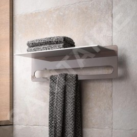 Keuco Edition 400 - Étagère avec porte-serviettes, longueur 600 mm, argenté/truffe 11575170014