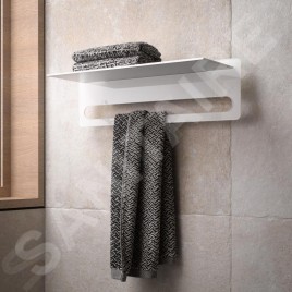 Keuco Edition 400 - Étagère avec porte-serviettes, longueur 600 mm, argenté/blanc 11575170030