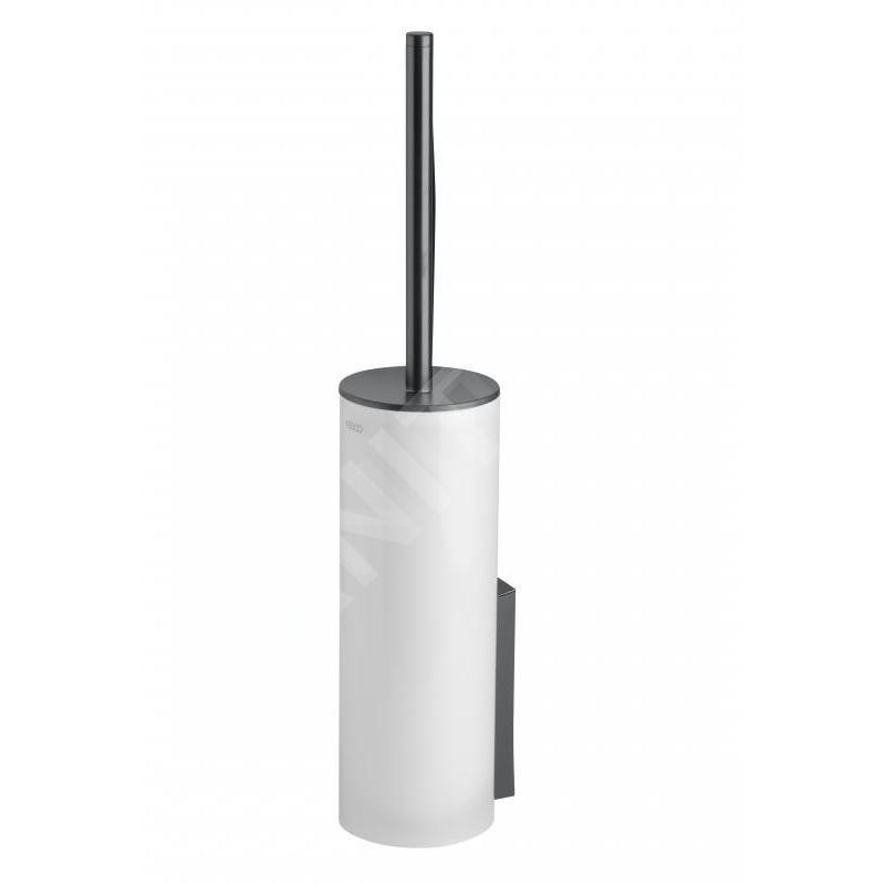 Keuco Edition 400 - Brosse de toilette avec support, verre dépoli/chrome noir 11564139000