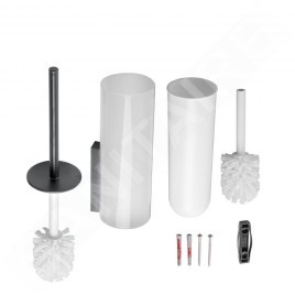 Keuco Edition 400 - Brosse de toilette avec support, verre dépoli/chrome noir 11564139000