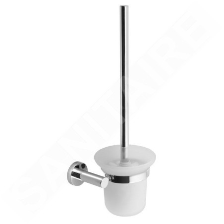 Sapho X-Round - Brosse de toilette murale avec support, verre dépoli/chrome XR323