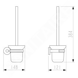 Sapho X-Round - Brosse de toilette murale avec support, verre dépoli/chrome XR323