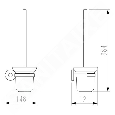 Sapho X-Round - Brosse de toilette murale avec support, verre dépoli/chrome XR323