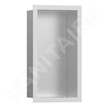 Hansgrohe XtraStoris Individual - Niche murale avec cadre design, 300x150x100 mm, inox brossé / blanc mat 56094700