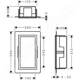 Hansgrohe XtraStoris Individual - Niche murale avec cadre design, 300x150x100 mm, noir mat / chrome noir brossé 56095340
