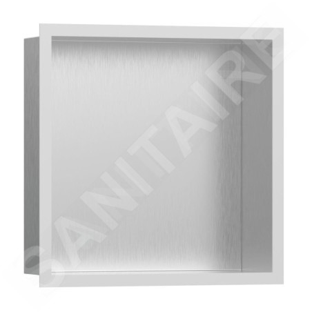 Hansgrohe XtraStoris Individual - Niche murale avec cadre design, 300x300x100 mm, inox brossé / blanc mat 56097700