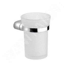 Sapho Mida - Verre pour brosse à dents et dentifrice avec support, verre dépoli / chrome MA004