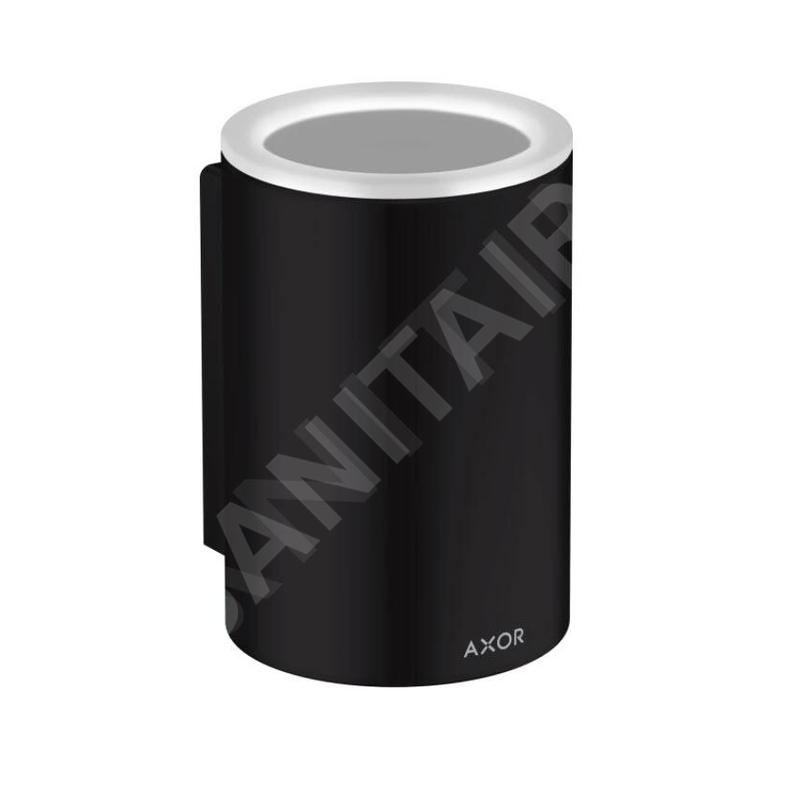 Axor Universal Circular - Verre pour brosse à dents et dentifrice avec support, noir mat/verre 42804670