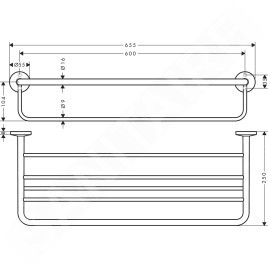 Axor Universal Circular - Tablette avec porte-serviettes, longueur 600 mm, chromée 42843000