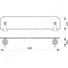 Novaservis Ferro Antica - Etagère, 600x102 mm, verre/bronze AAI13BR