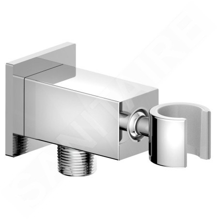 Sapho Douches - Coude de raccordement avec support, chrome SG363