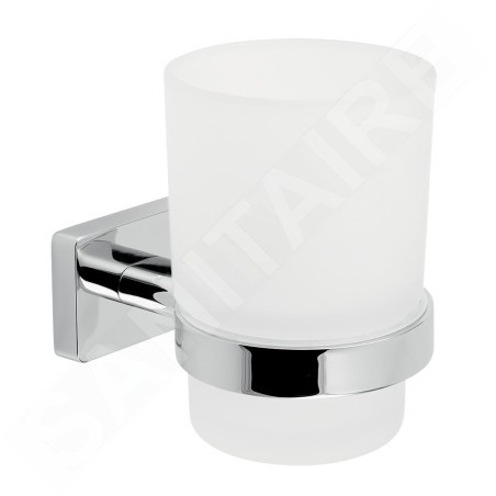 Novaservis Ferro Greta - Verre pour brosse à dents et dentifrice avec support, verre dépoli / chrome AGR03