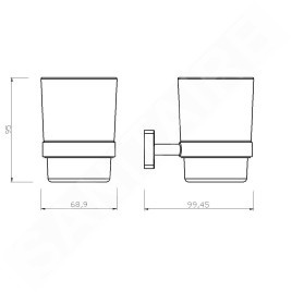 Novaservis Ferro Greta - Verre pour brosse à dents et dentifrice avec support, verre dépoli / chrome AGR03