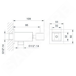 Sapho Douches - Coude de raccordement avec support, chrome SG363