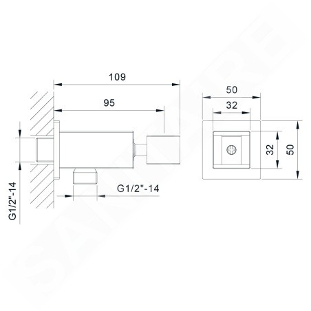 Sapho Douches - Coude de raccordement avec support, chrome SG363