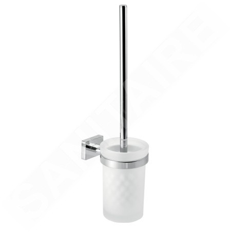 Novaservis Ferro Greta - Brosse WC murale avec support, verre mat/chrome AGR14