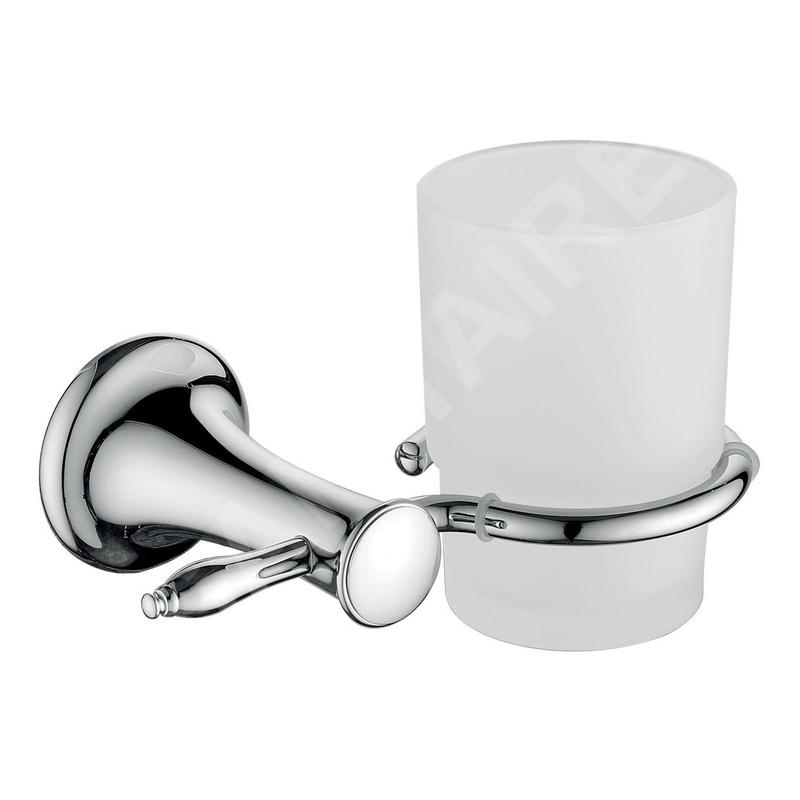 Novaservis Ferro Retro - Verre pour brosse à dents et dentifrice avec support, verre dépoli / chrome ARE03