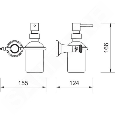 Novaservis Ferro Retro - Distributeur de savon avec support, verre dépoli / chrome ARE34