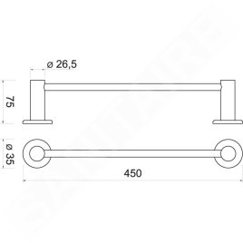 Novaservis Ferro Smile - Porte-serviettes, longueur 450 mm, acier inoxydable poli ASM07
