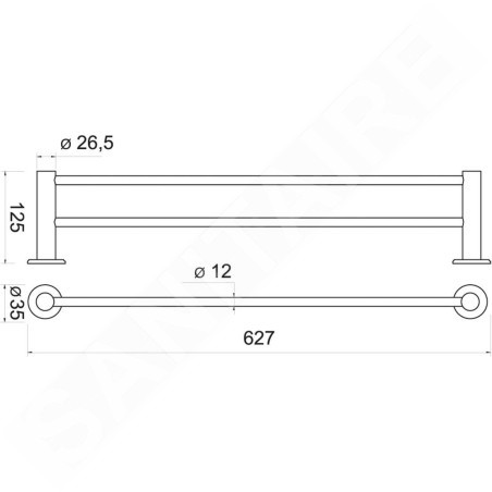 Novaservis Ferro Smile - Porte-serviettes, longueur 600 mm, acier inoxydable poli ASM10