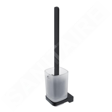 Nimco Maya - Brosse de toilette murale avec support, verre dépoli/noir mat MAC 29094CN-HR-90