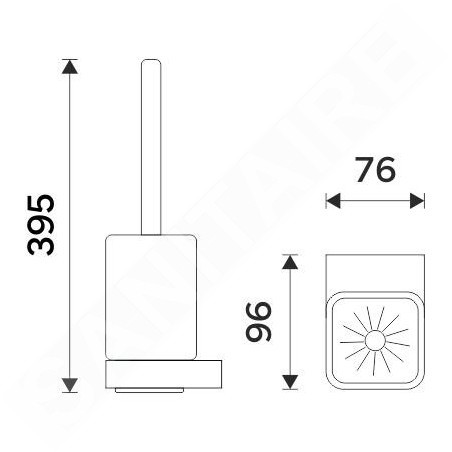 Nimco Nikau - Brosse de toilette murale avec support, verre dépoli/noir mat NKC 30094CN-HR-90