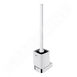 Nimco Nikau - Brosse de toilette murale avec support, céramique blanche/chrome NK 30094KN-HR-26