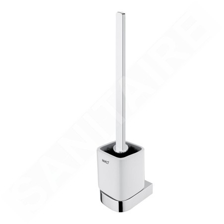 Nimco Nikau - Brosse de toilette murale avec support, céramique blanche/chrome NK 30094KN-HR-26